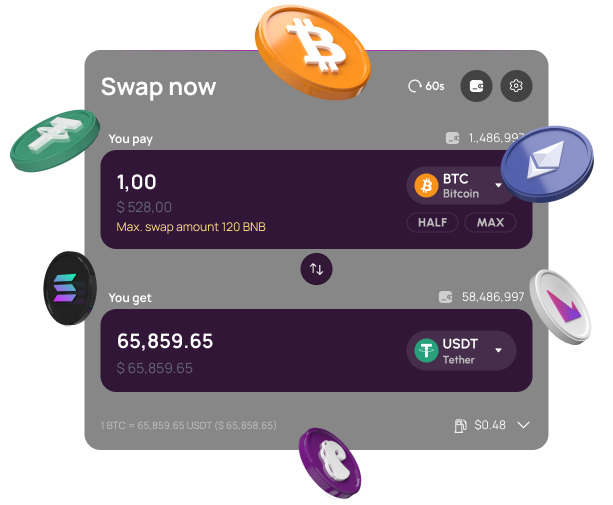Instant crypto swap